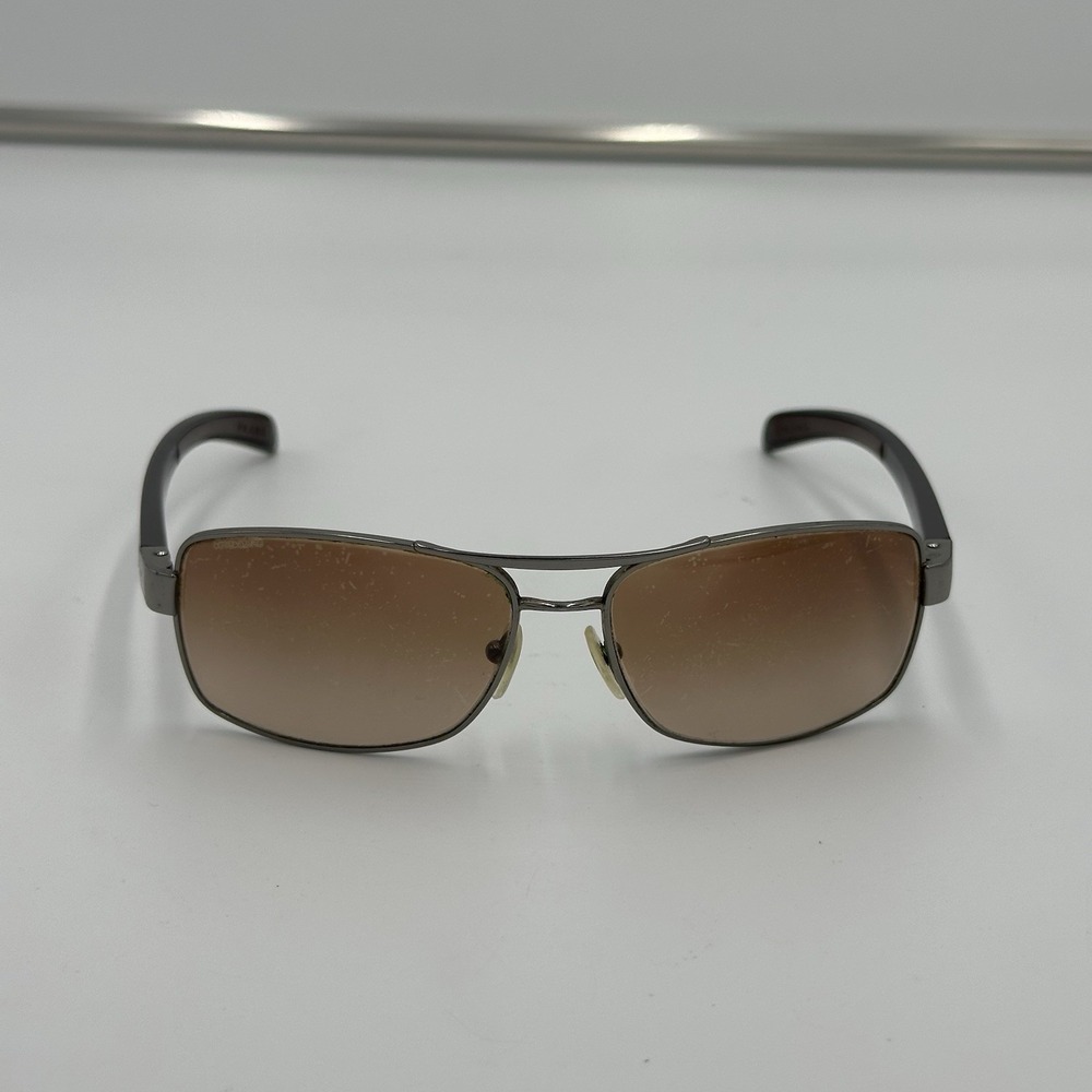 PRADA SPS 50L Rectangular Sunglasses Silver Metal Frame Brown Gradient 59.15 140